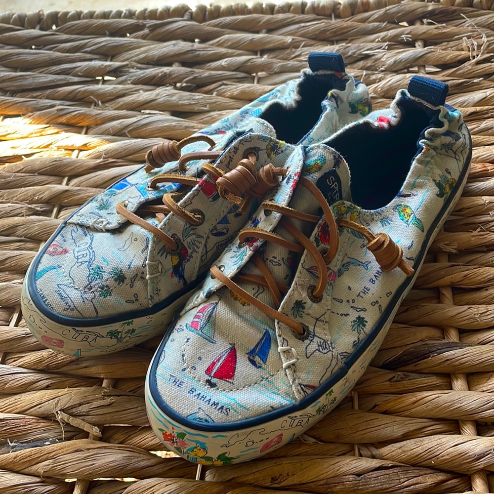 Sperry Crest Ebb Caribbean Map Sneakers
